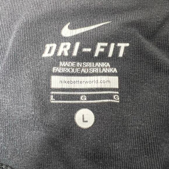 Nike Women's Dri-Fit Wide Leg Athletic Pants Leggings Black Swoosh Logo Sz Large - Picture 6 of 8